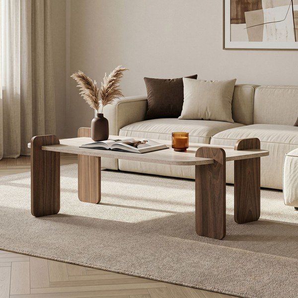 Béžový konferenční stolek 60x120 cm Renard – Nordure-image-2