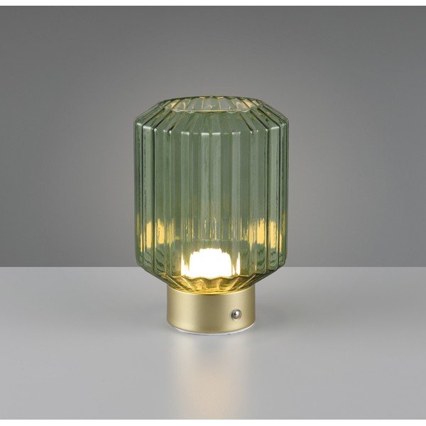 Stmívatelná LED stolní lampa v zelené a zlaté barvě se skleněným stínidlem (výška 19,5 cm) Lord – Reality-image-1