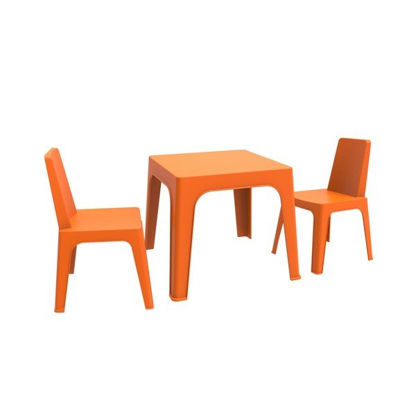 Oranžový dětský zahradní set 1 stolu a 2 židliček Resol Julieta