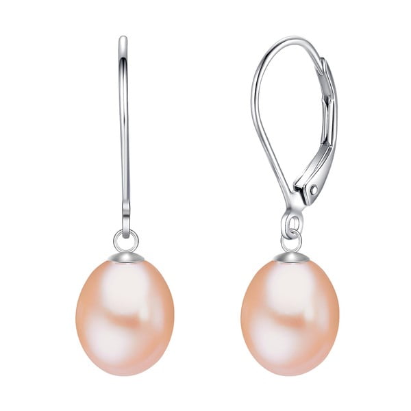Světle oranžové perlové náušnice s kroužkem Chakra Pearls Loes