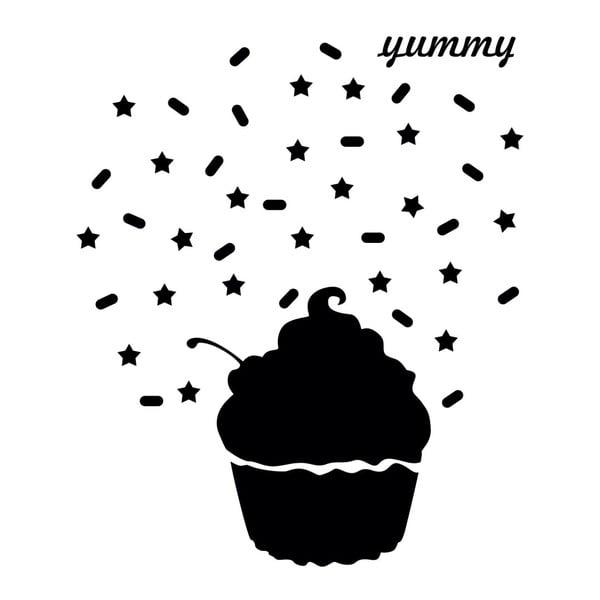 Černá nástěnná popisovací samolepka Chalk Yummy Cupcake