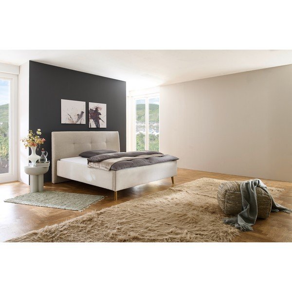 Béžová čalouněná dvoulůžková postel s úložným prostorem s roštem 180x200 cm Madea – Meise Möbel-image-1