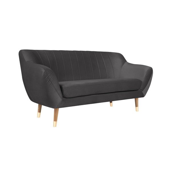 Šedá sametová pohovka Mazzini Sofas Benito, 158 cm-image-2