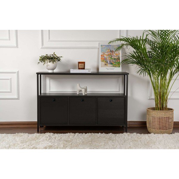 Černý matný konzolový stolek 29,5x120 cm Solace – Kalune Design-image-4