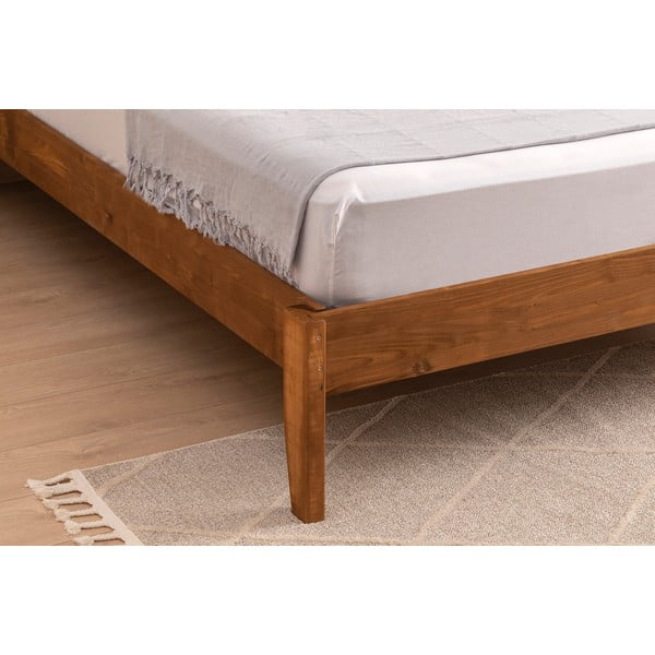 Jednolůžková postel ze smrkového dřeva s roštem v tmavě hnědo-přírodní barvě 90x200 cm Venus – Kalune Design-image-4