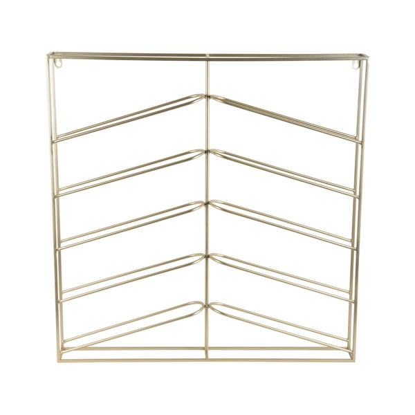 Nástěnný kovový regál na víno ve zlaté barvě počet lahví 10 67x66x7,5 cm Cuadro – PT LIVING