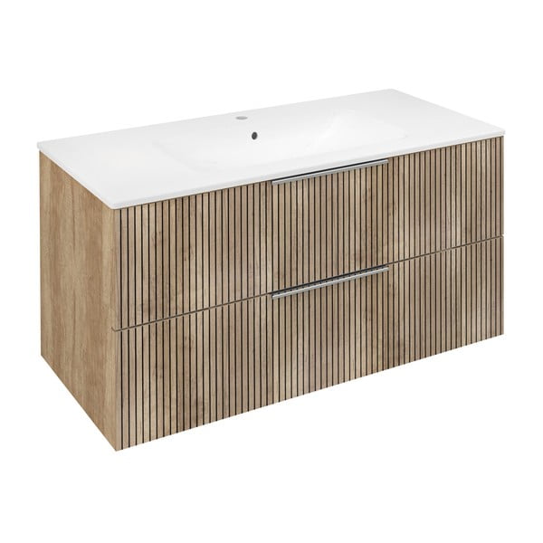 Závěsná skříňka bez umyvadla v dekoru dubu v přírodní barvě 100x52 cm Cirasa – Sapho