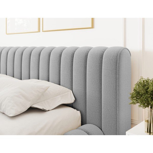 Světle šedá čalouněná dvoulůžková postel s úložným prostorem s roštem 160x200 cm Carilla – ELTAP-image-4