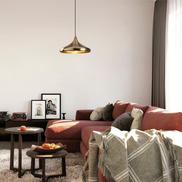 Závěsné svítidlo ve zlaté barvě s kovovým stínidlem ø 35 cm Nile – Opviq lights-image-1