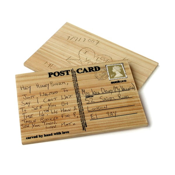 Dřevěné pohlednice Suck UK Carve Your Card, 2 ks