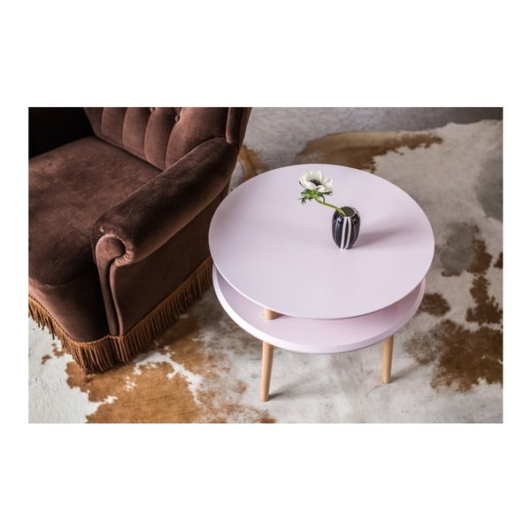 Světle šedý konferenční stolek s přírodními nohami Ragaba UFO, Ø 70 cm-image-3