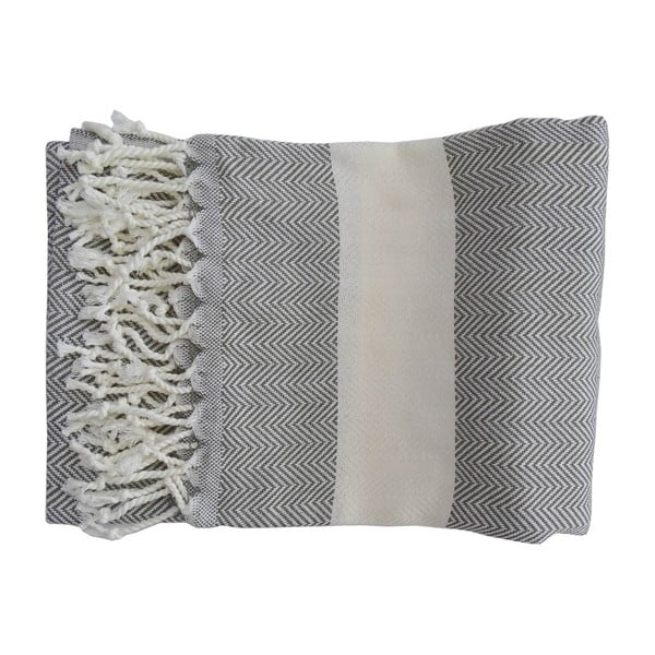 Šedá ručně tkaná osuška z prémiové bavlny Homemania Lidya Hammam, 100 x 180 cm