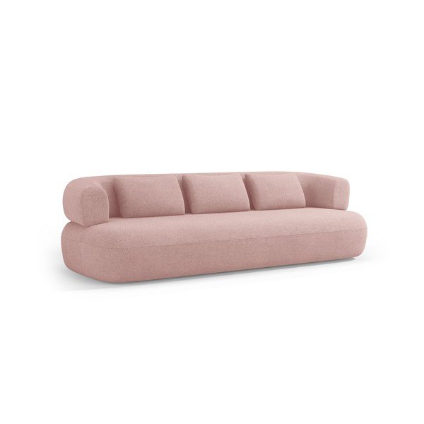 Světle růžová pohovka z textilie bouclé 200 cm Jenny – Micadoni 