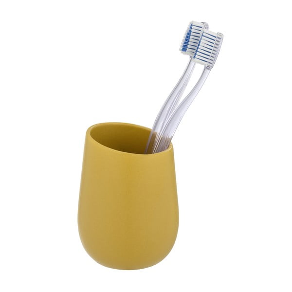 Žlutý keramický kelímek na zubní kartáčky Badi – Wenko-image-3