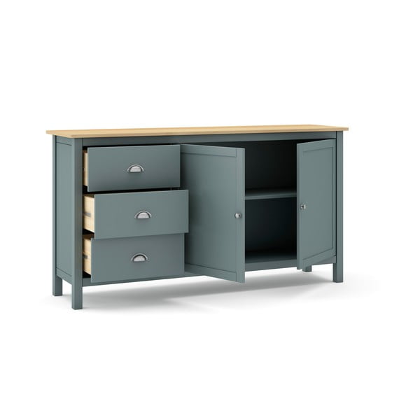 Komoda šedozelená z borovicového dřeva 150x80x40 cm Misti – Marckeric-image-4