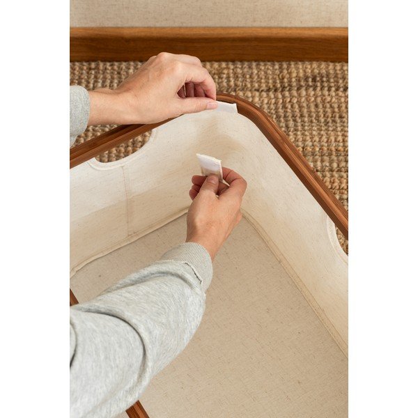 Krémový látkový koš na prádlo skládací Bamboo/Linen – Bigso-image-4