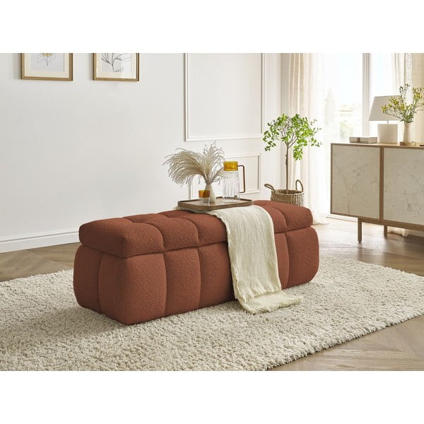 Lavice z textilie bouclé v cihlové barvě Mont Blanc – Bobochic Paris-image-1