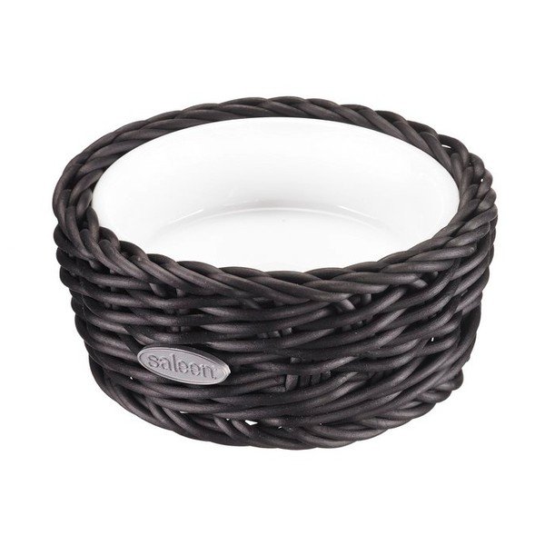Porcelánová servírovací miska v černém košíku Saleen, ⌀ 10,5 cm