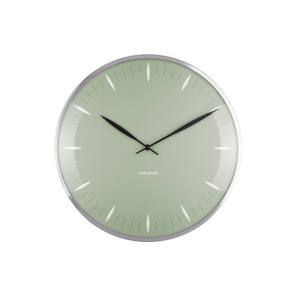 Zelené skleněné nástěnné hodiny Karlsson Leaf, ø 40 cm-image-3