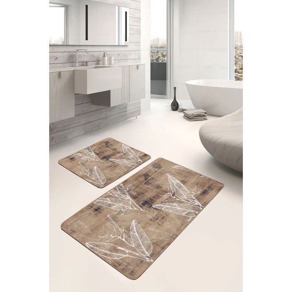 Hnědé sametové koupelnové předložky v sadě 2 ks 60x100 cm – Mila Home-image-1