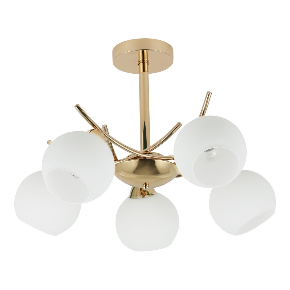 Stropní svítidlo se skleněným stínidlem v bílo-zlaté barvě 52x52 cm Amos – Candellux Lighting