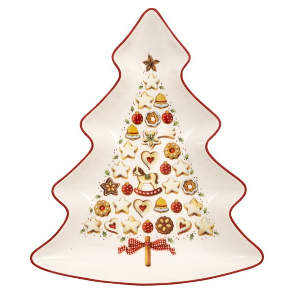 Červeno-bílá porcelánová servírovací mísa ve tvaru vánočního stromečku Villeroy & Boch Tree