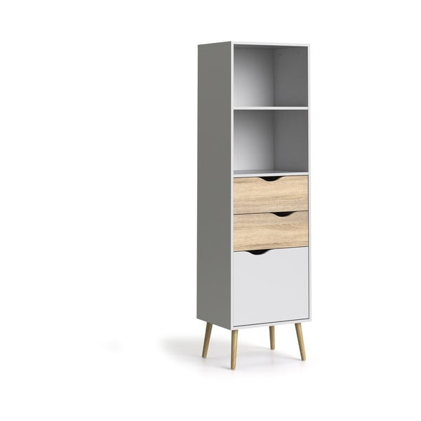 Bílá knihovna v dekoru dubu 50x171 cm Oslo - Tvilum-image-2