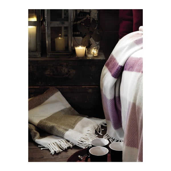 Bílo-hnědý pléd s podílem bavlny Euromant Granite, 140 x 180 cm-image-2