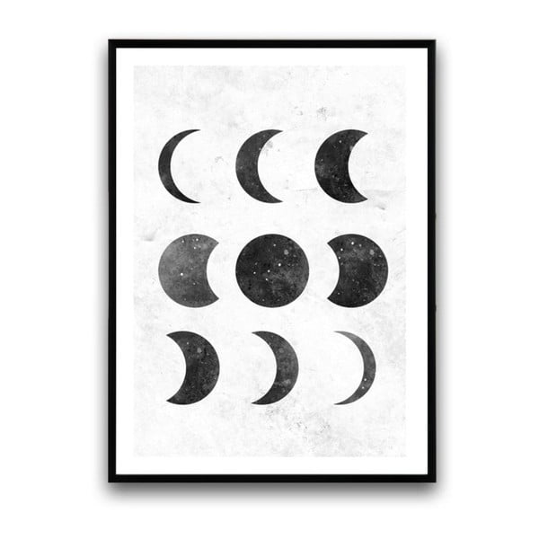 Plakát v dřevěném rámu Moon, 38x28 cm