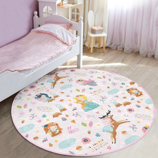 Světle růžový dětský koberec ø 80 cm Comfort – Mila Home-image-1