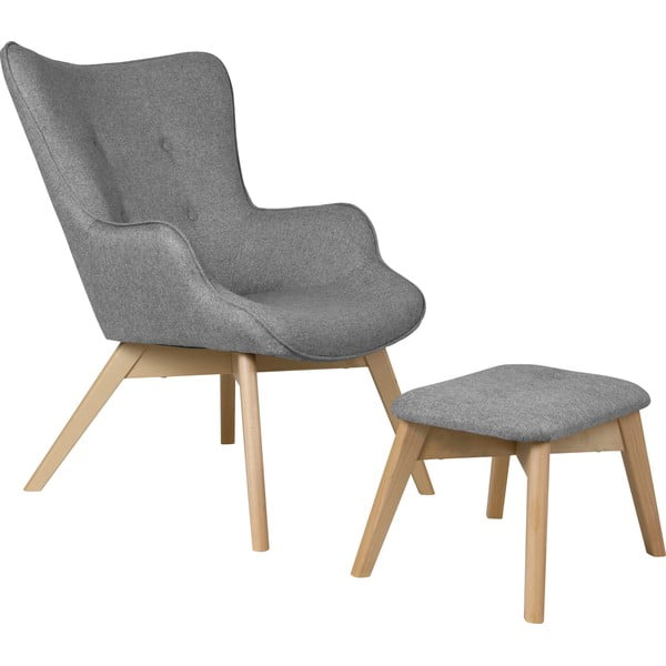 Šedé křeslo s podnožkou Niko – Ropez
