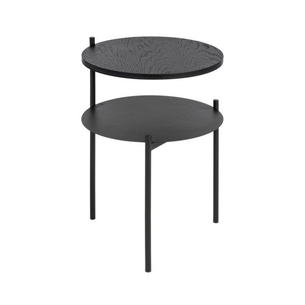 Černý noční stolek s deskou v dubovém dekoru Tu – noo.ma