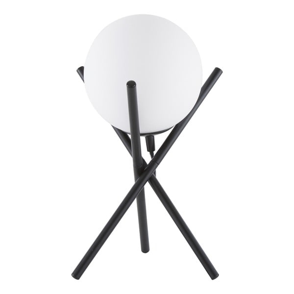 Černo-bílý stolní lampa se skleněným stínidlem Westwing Collection Erik, výška 33 cm
