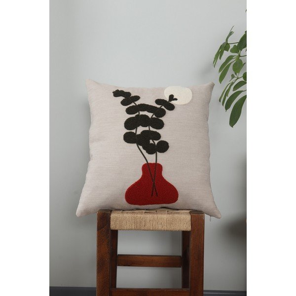 Lněný dekorační polštář 43x43 cm Vazo – Mioli Decor-image-1