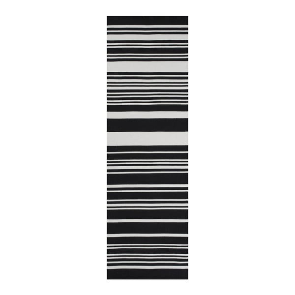 Černý bavlněný koberec Linie Design Glorious, 80 x 250 cm