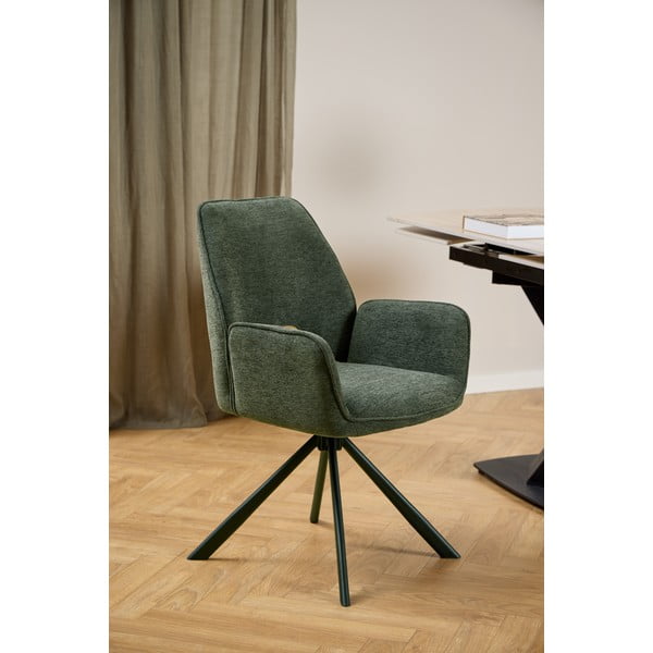 Tmavě zelená jídelní židle s područkami Graham – Actona-image-1