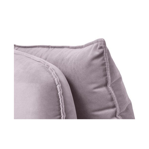 Světle růžová sametová lenoška s černými nohami Kooko Home Lento, levý roh-image-3