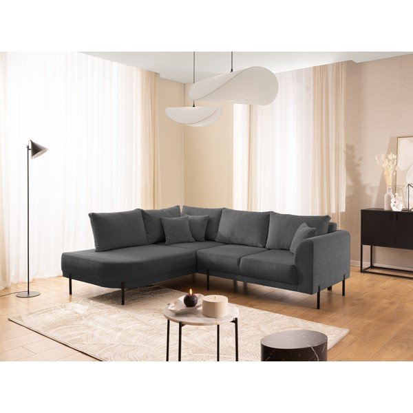 Tmavě šedá žinylková rohová pohovka (levý roh/do L) Mauris  – Ropez-image-1