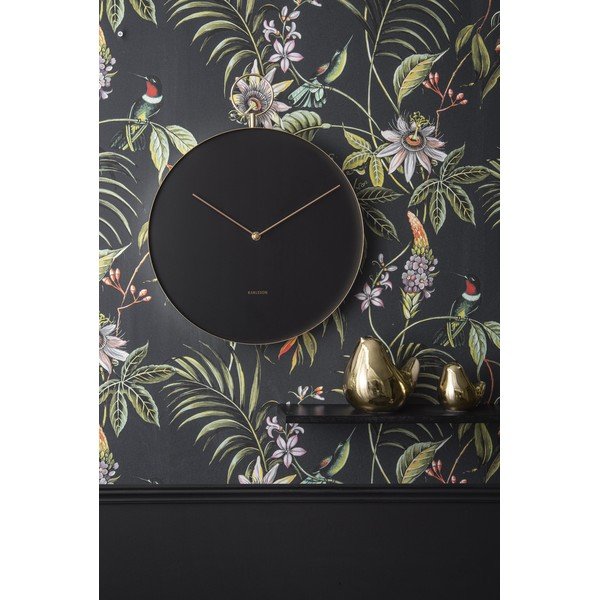 Černé kovové nástěnné hodiny Karlsson Hook, ø 34 cm-image-1
