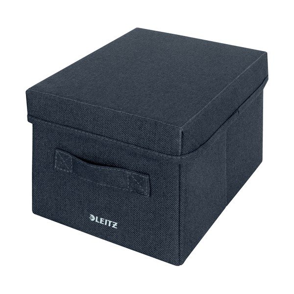 Tmavě šedé látkové úložné boxy v sadě 2 ks s víkem 19x28.5x16 cm – Leitz