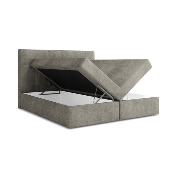 Šedá boxspring postel s úložným prostorem 180x200 cm Palta – Makamii-image-1