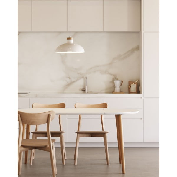 Bílý kulatý rozkládací jídelní stůl s bílou deskou ø 90 cm Oqui – Kave Home-image-2