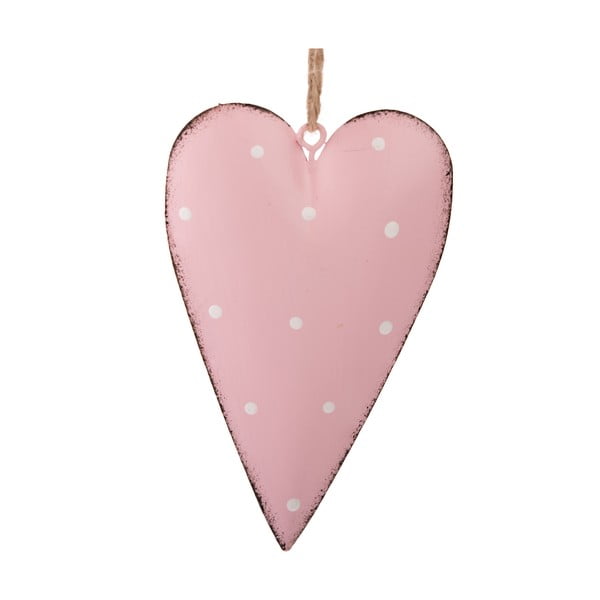Sada 3 růžových kovových závěsných dekorací Dakls Dotty Heart