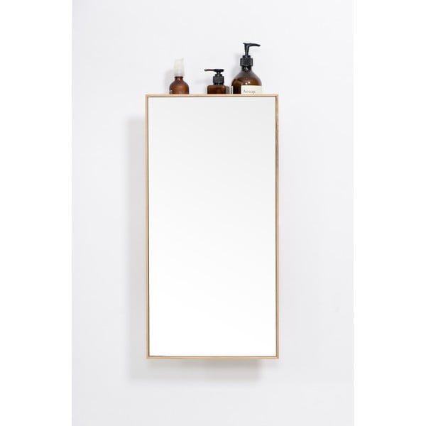 Police se zrcadlem z dubového dřeva v přírodní barvě 31x61,5 cm Slimline – Wireworks-image-3
