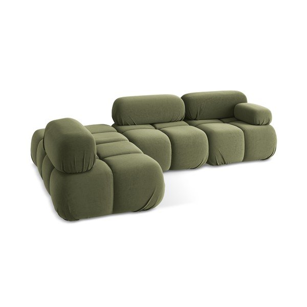 Světle zelená sametová modulární rohová pohovka (levý roh) Lokua – Makamii-image-4