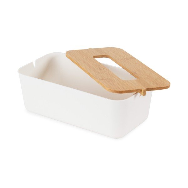 Bílý box na kapesníky s bambusovým víkem Compactor Basic-image-4