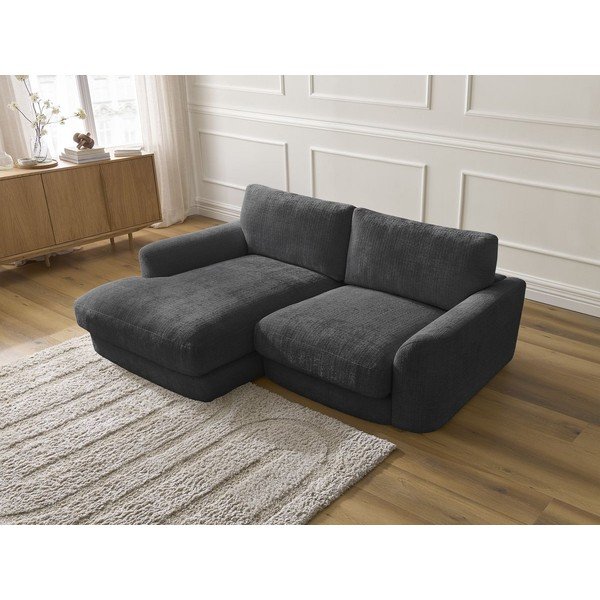 Černá žinylková rohová pohovka (levý roh/s lenoškou) Leonore – Bobochic Paris-image-4