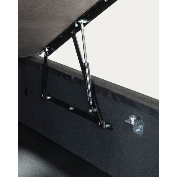 Černá čalouněná jednolůžková postel s úložným prostorem 90x190 cm Matters – Kave Home-image-4