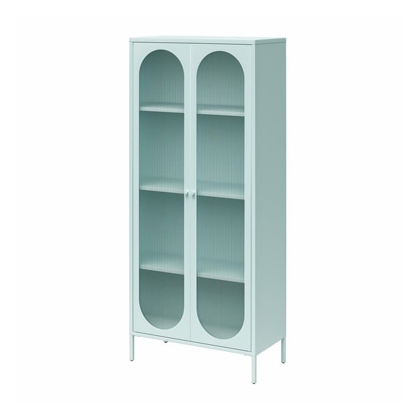 Světle modrá kovová vitrína 80x186x40 cm Luna – Støraa-image-4
