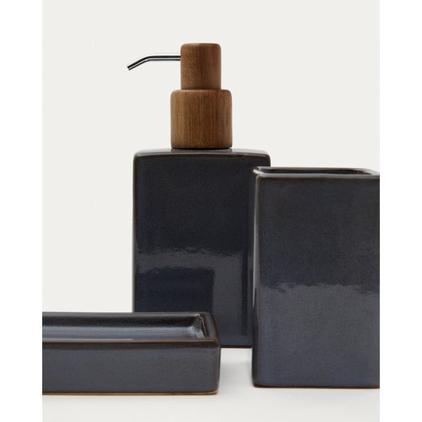 Tmavě modrý keramický kelímek na zubní kartáčky Silvet – Kave Home-image-1